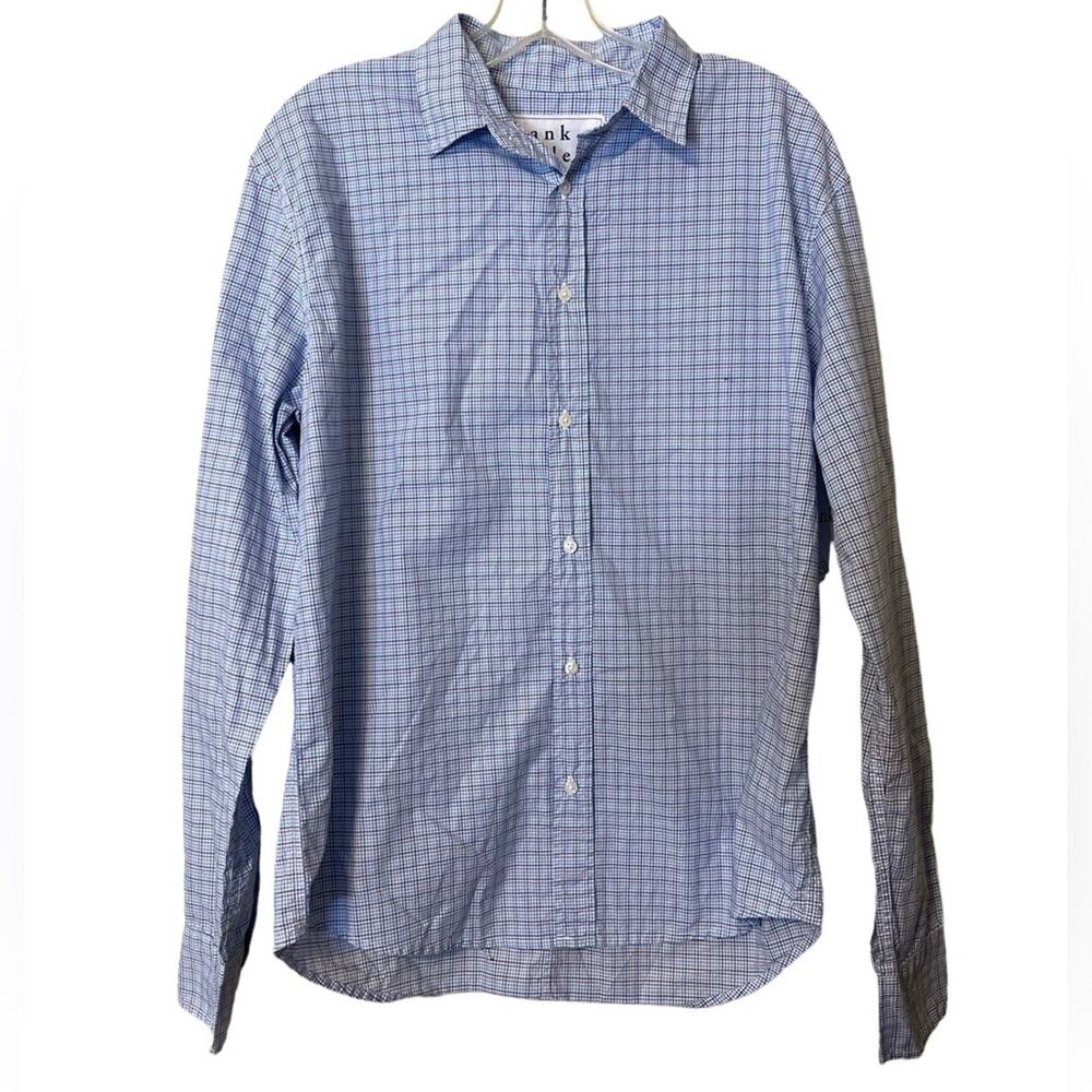 Frank & Eileen Paul Blue White Plaid Cotton Long Sleeve Button Down Shirt S NWT